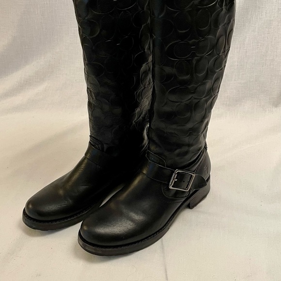 Frye x Coach Collab Veronica Black Leather Boots 7 B - Picture 8 of 10